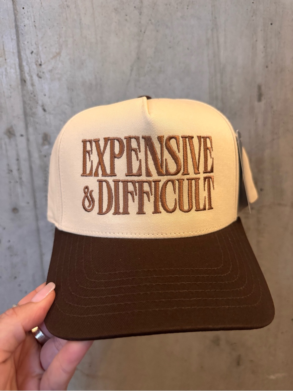 Expensive & Difficult Beige & Brown Trucker Hat NWT